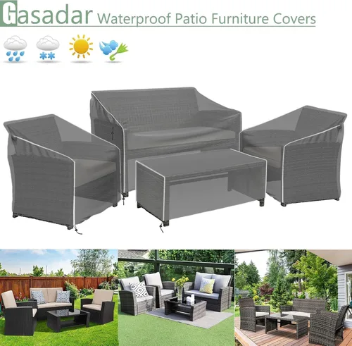 Vista 6 de Gasadar Juego de 4 fundas para muebles de patio, color gris