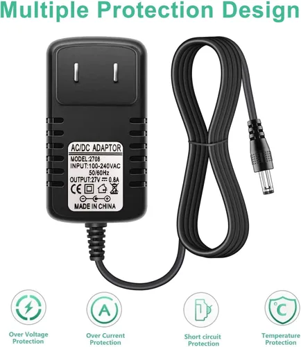 Vista 6 de Cargador de 27 V para pistola de masaje de imagen más nítida, adaptador de corriente compatible con Sharper Image Powerboost Pistola de masaje