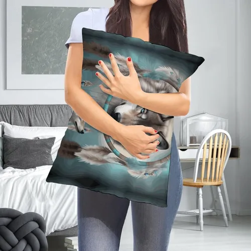 Vista 6 de Wolf Dream Catcher - Juego de 1 funda de almohada rectangular decorativa de 12 x 20 pulgadas, fundas de cojín oblongas para decoración al aire libre
