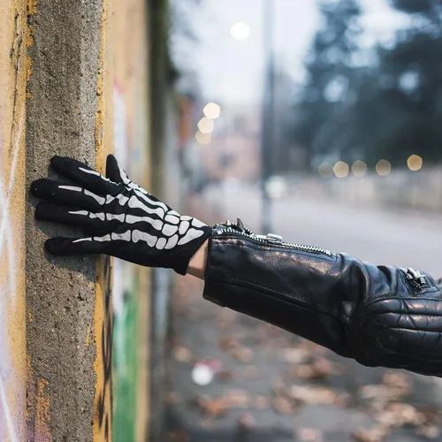Vista 7 de Accesorios de Halloween, guantes de esqueleto de dedo completo