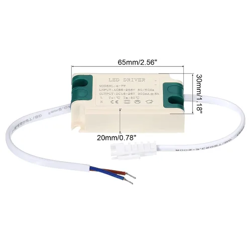 Vista 2 de PATIKIL 4-7W 300mA LED Driver, paquete de 5 AC 85-265V Salida 15-26V DC Conector macho Conector rectificador de corriente constante Transformador