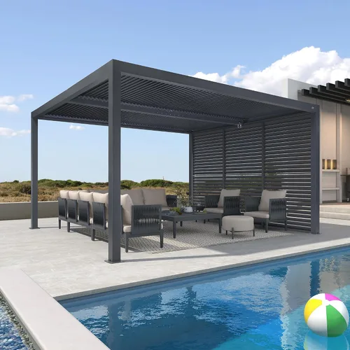 Vista 21 de PURPLE LEAF 94AS - Pérgola pequeña de aluminio compacto de 10 x 12 pies con techo rígido con listones ajustables para patio, cubierta de terraza