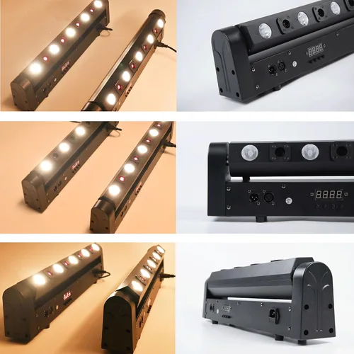 Vista 4 de Barra de luz de lavado de escenario de cabeza móvil para fiesta, RGBW, luces LED de haz DMX 512, luz estroboscópica, equipo de iluminación