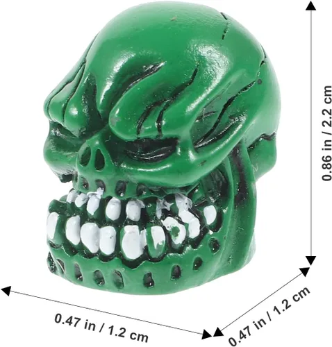 Vista 2 de 4pcs Skull Shaped Valve Stem Caps Green Resin Tire Valve Caps Car Motorcycle Bicycle Decorative Accessories
