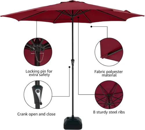 Vista 2 de COBANA Patio Umbrella with Base Included, Outdoor Market Table Umbrella with Umbrella Stand Weights