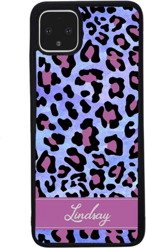 Vista 3 de Funda de goma negra personalizada con estampado de leopardo rosa y azul compatible con Google Pixel 10, 10 Pro, 10 Pro XL, 9a, 9 Pro, Pixel 9, Pixel