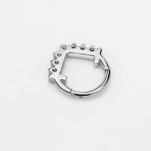 Vista 3 de FANSING Tabique de acero quirúrgico 316L para mujer, joyería de tabique hipoalergénica de 0.43 oz, 0.73 pulgadas, joyería de piercing triangular