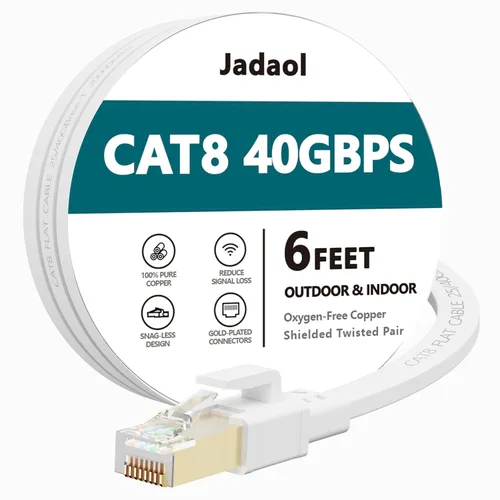 Vista 9 de Jadaol Cable Ethernet Cat8 1.5 pies 40Gbps 2000MHz Cable LAN S/FTP plano