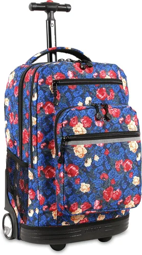Vista 15 de J World Sundance Mochila Rodante para Laptop para Niñas y Niños. Mochila Escolar con Ruedas, Rombos negro, 20 pulgadas