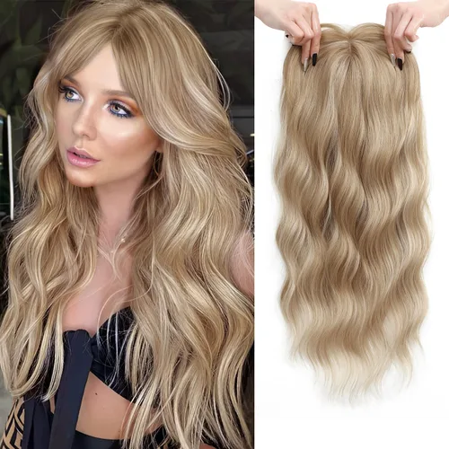 Vista 13 de PANEWAY Toppers de pelo de 7 x 7 pulgadas para mujeres con cabello fino, pelucas de 20 pulgadas para mujer, 1B