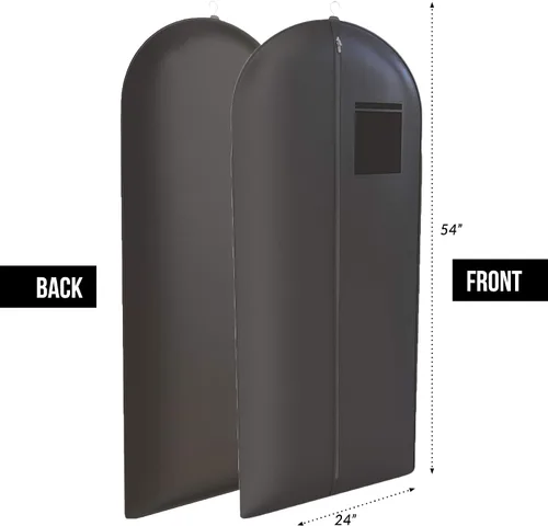 Vista 2 de Paquete de 3 bolsas de viaje para trajes, vestidos y vestidos, color negro, 54 x 24 pulgadas, ventana grande