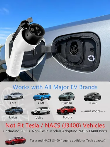 Vista 2 de Cargador EV, 16Amp 110V/240V Portátil Nivel 1 Nivel 2 Estación de carga de vehículos eléctricos con enchufe NEMA 6-20 y adaptador NEMA 5-15