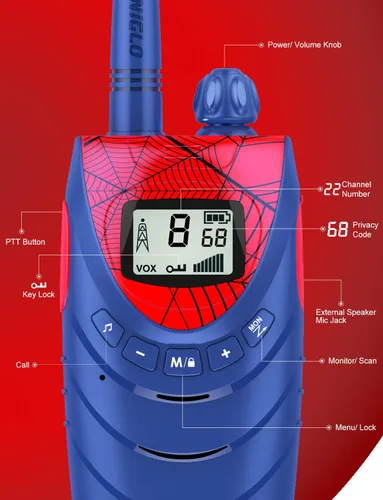 Vista 5 de QNIGLO Walkie Talkies para niños, paquete de 2 walkie talkies para niños, regalos para niños y niñas de 3, 4, 5, 6, 7, 8 años, senderismo al aire