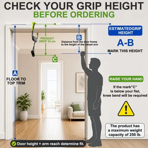 Vista 3 de Portable Pull Up Bar for Doorway, 2 Independent Handles, No-Screw Design