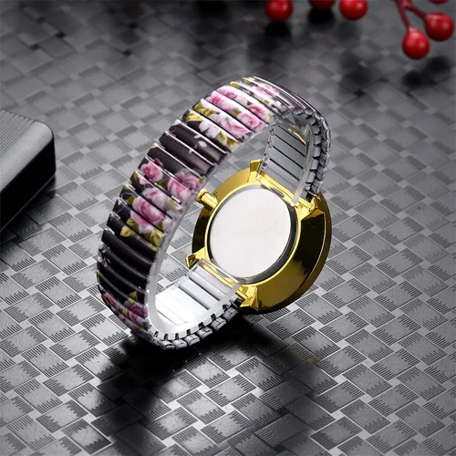 Vista 4 de Avaner Reloj de pulsera con correa elástica, reloj analógico de cuarzo con números grandes, reloj de pulsera impreso para mujer