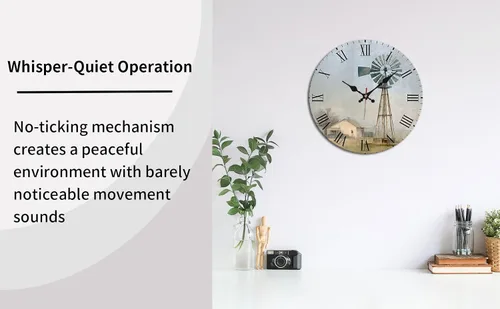Vista 7 de Windmill House Wooden Wall Clock with Roman Numerals for Retro Decor 25 * 25cm