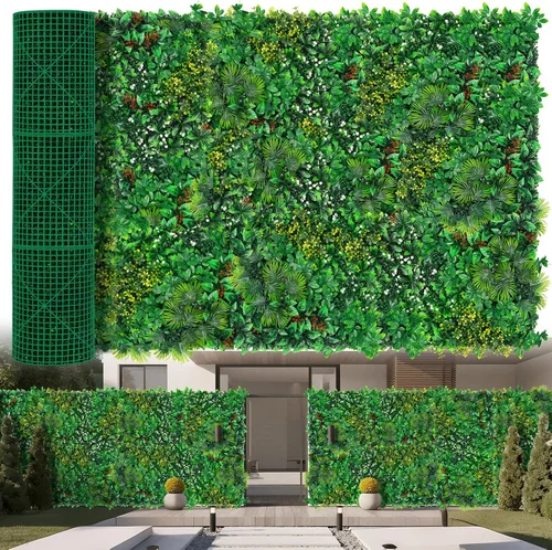 Vista 12 de Yangrass Paneles de Pared de Césped, 40"x120" (33.33 pies cuadrados) Rollo de Seto de Boj Artificial Pantalla de Privacidad, Decoración de Pared