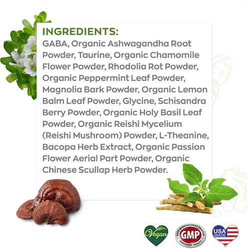 Vista 3 de DeStress Cápsulas totalmente naturales, sin somnolencia con vitaminas B, magnesio, Ashwagandha y L-teanina, 30 cápsulas vegetales - Organic Health