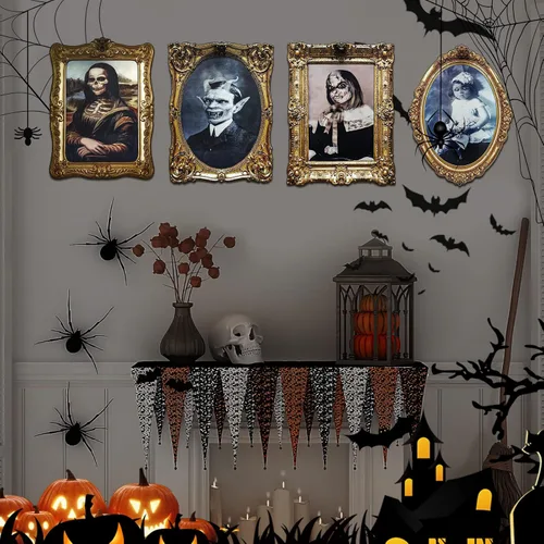 Vista 6 de ECGER Decoraciones de Halloween para interiores, imágenes de caras Decoración de Halloween 4 piezas