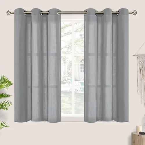Vista 23 de BGment Cortinas cortas de lino transparente de 40 pulgadas para cafetería, con ojales, filtrado de luz, semitransparentes para ventanas pequeñas