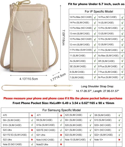 Vista 3 de S-ZONE - Bolso cruzado para mujer, de cuero sintético de PU, con bloqueo RFID, para teléfono celularbilletera