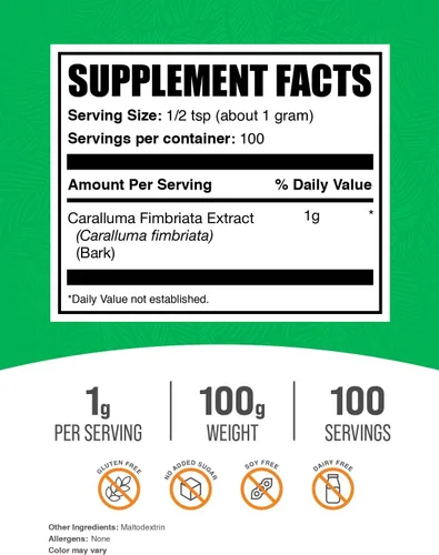 Vista 2 de BulkSupplements. com Caralluma Fimbriata Extracto en polvo – Suplemento de Caralluma Fimbriata, suplemento de hierbas – Vegano y sin gluten, 0.04 oz