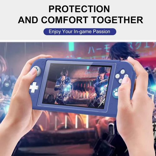 Vista 6 de MoKo Funda protectora compatible con Nintendo Switch Lite funda protectora de silicona con 6 tapas de pulgar y 3 protectores de pantalla de vidrio