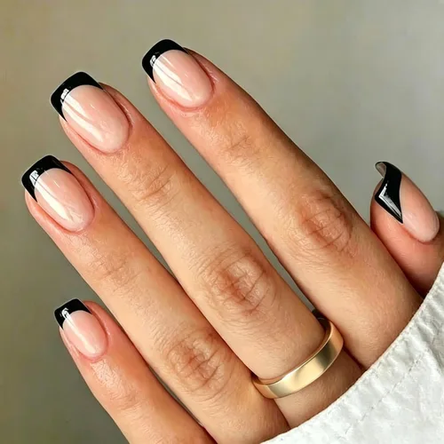 Vista 24 de Gelnails - Uñas postizas cortas a presión con punta francesa blanca, 30 Almendra francesa blanca