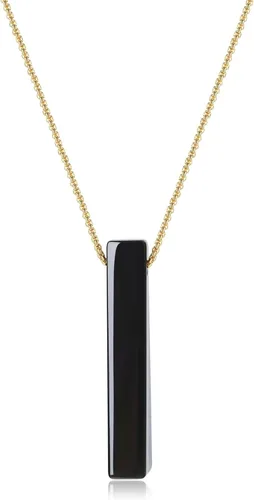 Vista 7 de COAI Collar de cristal para hombres y mujeres, colgante de barra simple, sodalita/ojo de tigre/obsidiana negra