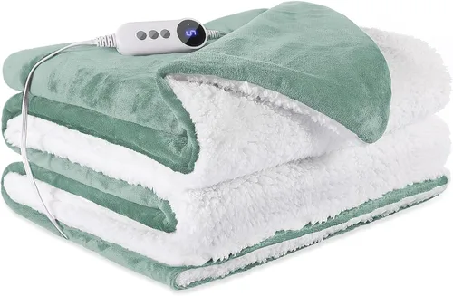 Vista 12 de Manta Térmica de 50"x60", Franela Ultra Suave y Sherpa Manta Eléctrica, Calentamiento Rápido y Protección contra Sobrecalentamiento, 9 Temperaturas