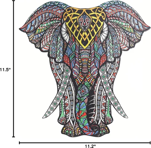 Vista 8 de HARTMAZE Rompecabezas de madera decorativo de elefante HM-06, rompecabezas de tamaño pequeño, 171 piezas de rompecabezas de formas únicas, hermoso