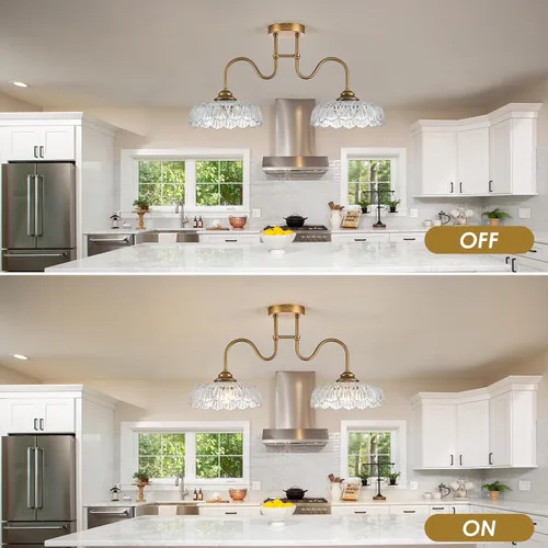 Vista 5 de HDDFL Candelabro de cristal colgante de techo 2 luces lámpara colgante para dormitorio sala de estar Mater sala pasillo