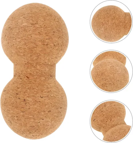 Vista 7 de TIDTALEO Bola de masaje de corcho y cacahuete de 3.1 x 6.3 in, antideslizante, rodillo de fitness para espalda, cuello, cintura, relajación muscular