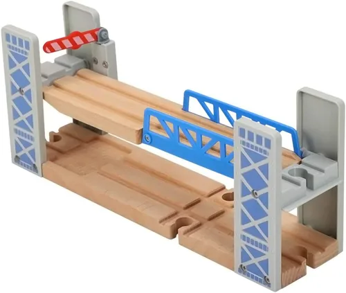 Vista 2 de Juego de accesorios de tren de madera, estación de policía para vías de tren de madera, compatible con todos los ferrocarriles de madera