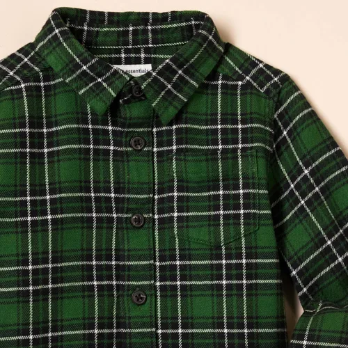 Vista 4 de Amazon Essentials Camisa de franela con botones para niños Verde