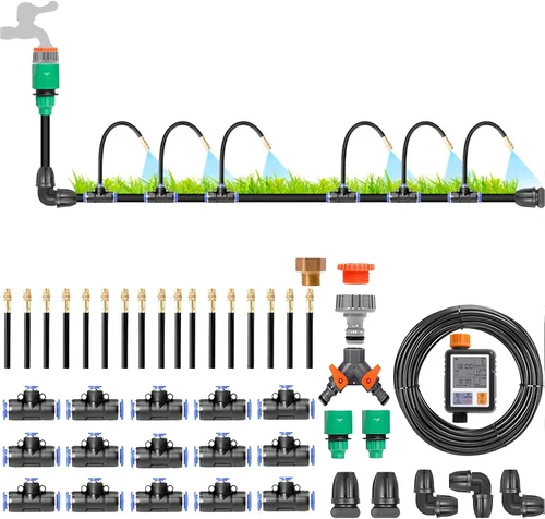 Vista 8 de Drip Irrigation System Kit - Automatic Garden Watering System with 360-Degree Bending Dropper, Atomizing Copper Nozzle & Smart Irrigation Controller