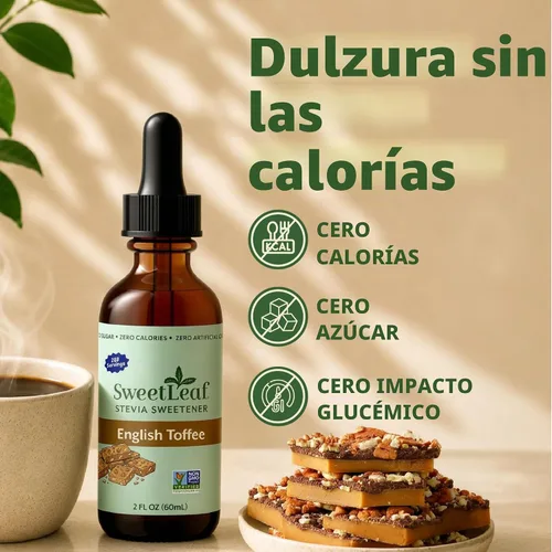 Vista 4 de SweetLeaf Stevia Drops Liquid Sweetener, English Toffee - 2 Fl Oz, 2 Pack