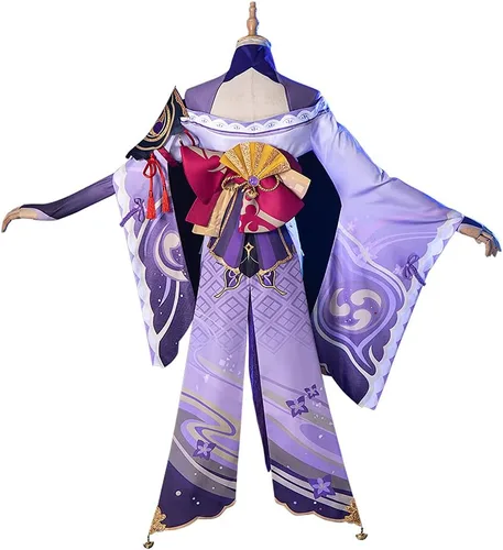Vista 2 de Raiden Shogun - Disfraz de cosplay de Genshin Impact Baal, conjunto completo de Halloween para mujer (M, juego completo)