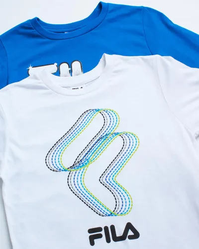 Vista 2 de Fila Camiseta deportiva para niños, paquete de 2 camisetas de rendimiento para niños, camiseta deportiva deportiva para niños (talla 8-20)