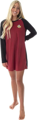 Vista 4 de INTIMO Star Trek Next Generation - Camisón de pijama para mujer con diseño de cuadros raglán, Rojo