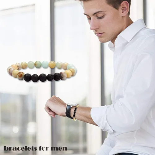 Vista 8 de YISSION Pulseras de cristal curativo de piedras semipreciosas de aceite esencial con cuentas para hombres, mujeres y niñas, juego de alivio
