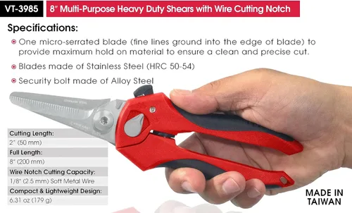 Vista 5 de Vampire Tools vSHEARS - Tijeras de combinación de cuchillas multiusos 4 en 1 de 6.3 pulgadas + tijeras multiusos resistentes de 8 pulgadas