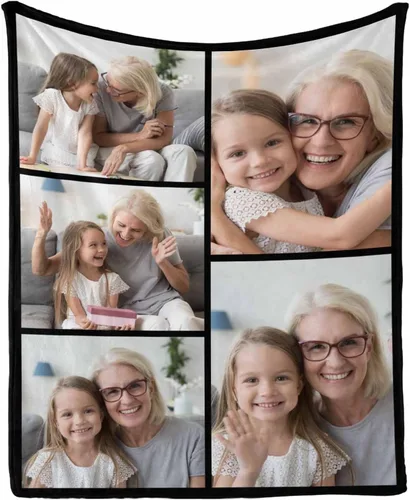 Vista 29 de Manta personalizada con tus fotos favoritas, manta personalizada con mis propias imágenes para familia, mamá, papá, hija, hijo, perro, hermanas