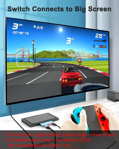 Vista 2 de Switch Dock para Nintendo Switch OLED, estación de acoplamiento para TV, adaptador USB C a HDMI para Steam Deckportátil, accesorios Nintendo Switch