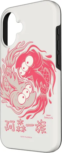 Vista 2 de Funda blanca japonesa para iPhone 16 Los Simpsons Koi Blinky Yin Yang