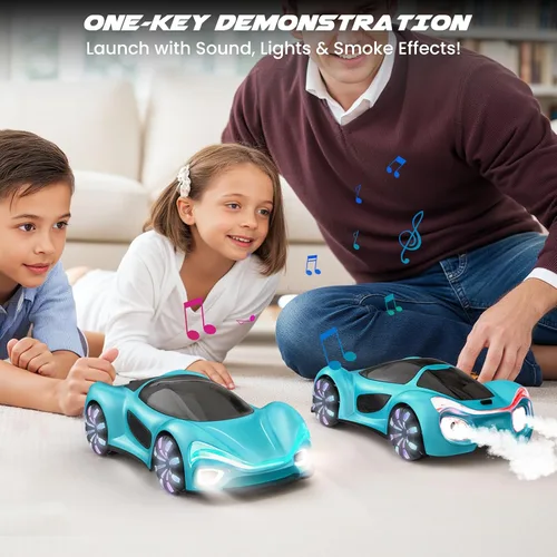 Vista 3 de SIMREX Auto de control remoto con detección de gestos con base de carga, juguete de auto de acrobacias y derrape a control remoto giratorio de 360°
