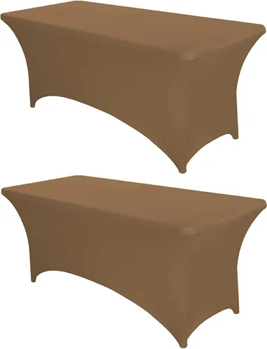 Vista 46 de PTC21B - Juego de 6 manteles elásticos de 6 pies, color negro, rectangular, ajustable, lavable, de elastano, para fiestas, bodas, cócteles