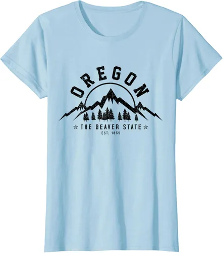 Vista 19 de Oregon The Beaver State Est. 1859 Vintage Mountains - Camiseta de regalo, gris, S