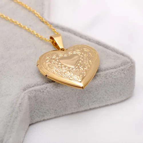 Vista 3 de Paialco Collar con colgante de medallón en forma de corazón de acero inoxidable para mujer