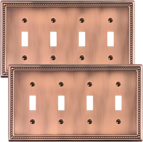 Vista 141 de Paquete de 2 cubiertas de placa de interruptor de luz de doble palanca, cubiertas decorativas de placa de doble interruptor Pearls, placa de pared